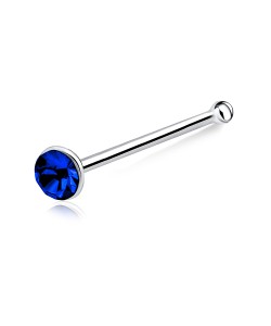 2.2mm Bezel Set Stone Bone Nose Stud Silver NSKD-58